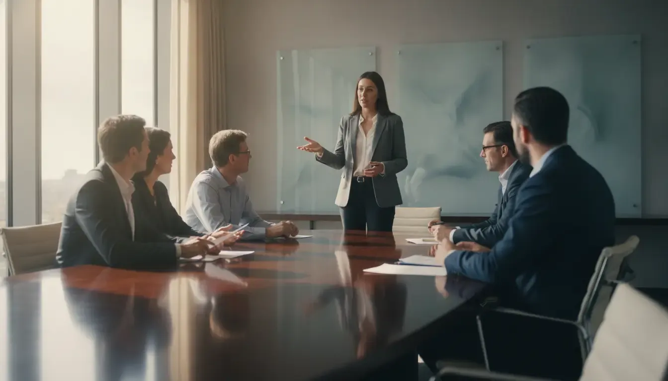 Investment committee and wealth advisor discussing governance for complex wealth