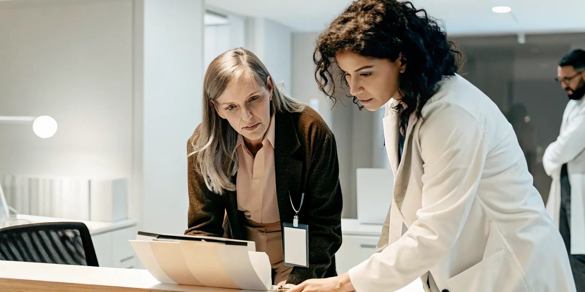 Clinical procurement team evaluating oral peptide strips