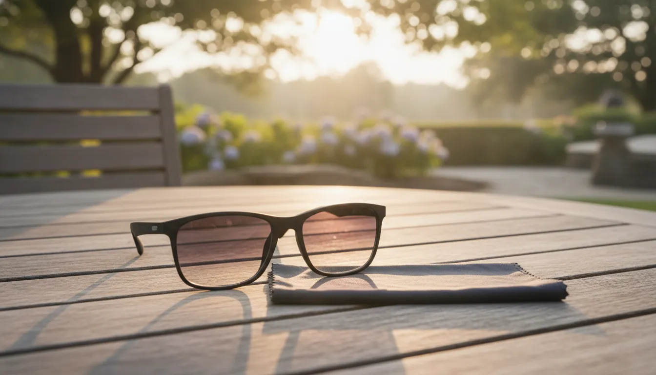 Reading sunglasses 3.5 resting beside hiking gear for a comfortable outdoor fit