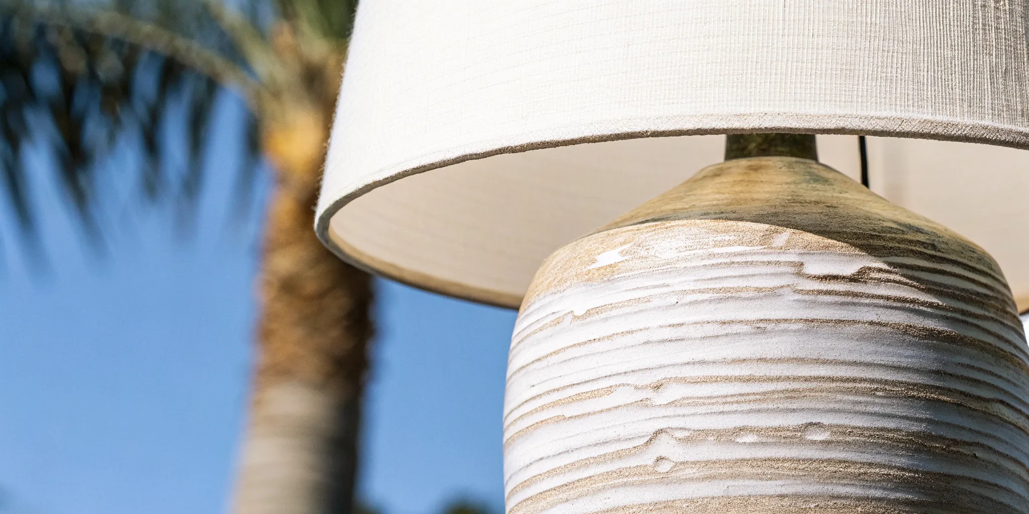 Close view of handcrafted ceramic shade texture and subtle glaze variation