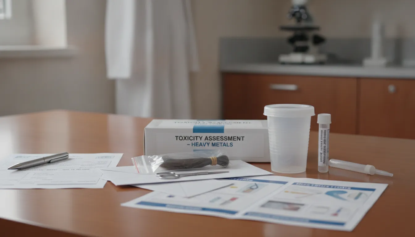 Hair mineral analysis and urine testing sample collection kit for heavy metal toxicity assessment