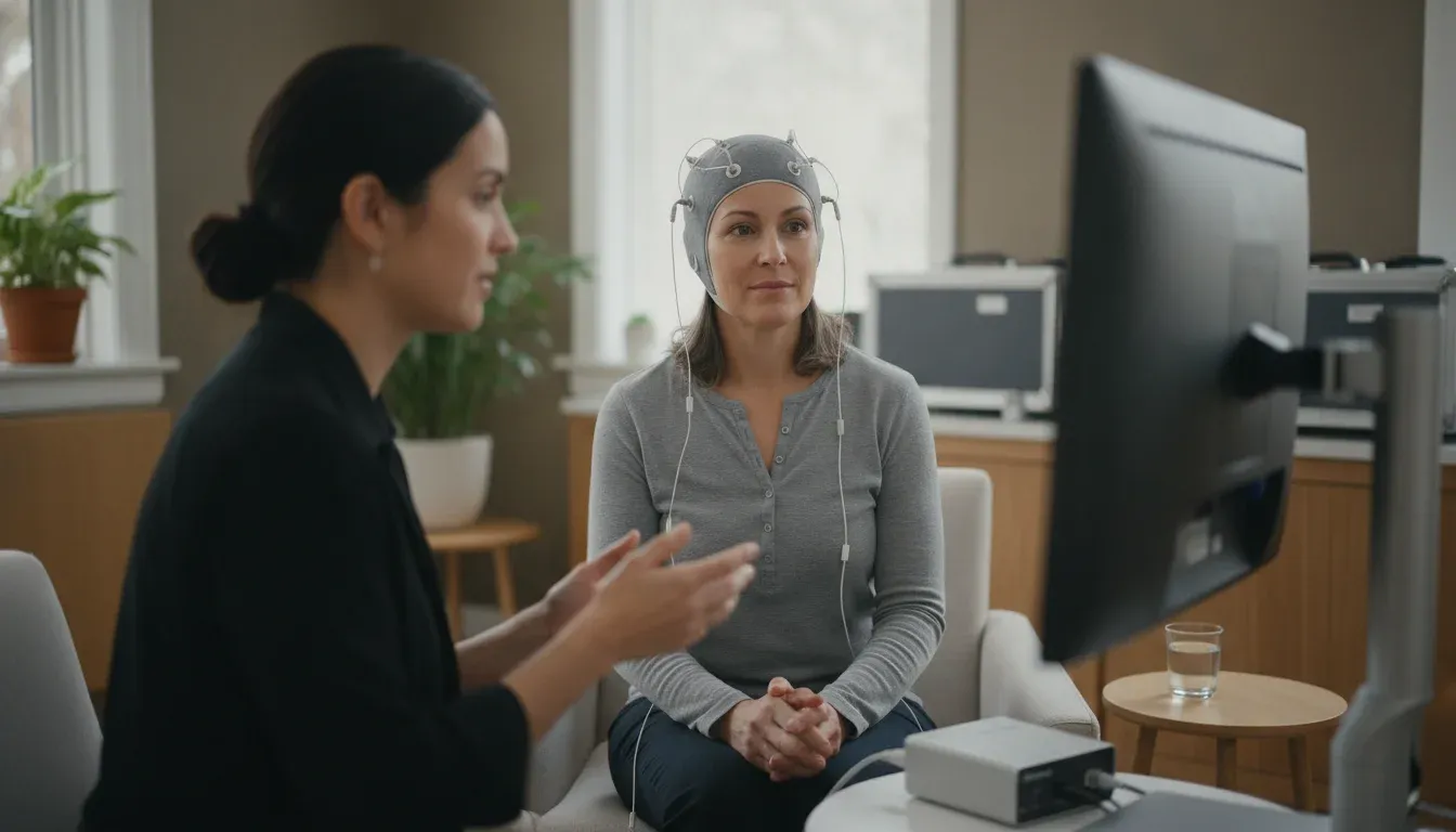 Clinician discussing persistent concussion symptoms with a patient