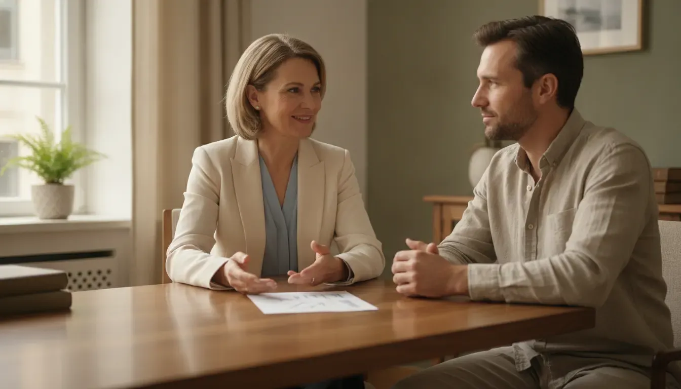 Clinician and patient reviewing sleep patterns during a root-cause assessment