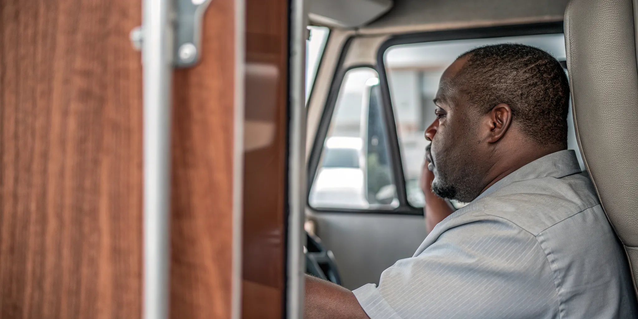 Commercial driver preparing for a hearing screening at a Tampa occupational medicine clinic