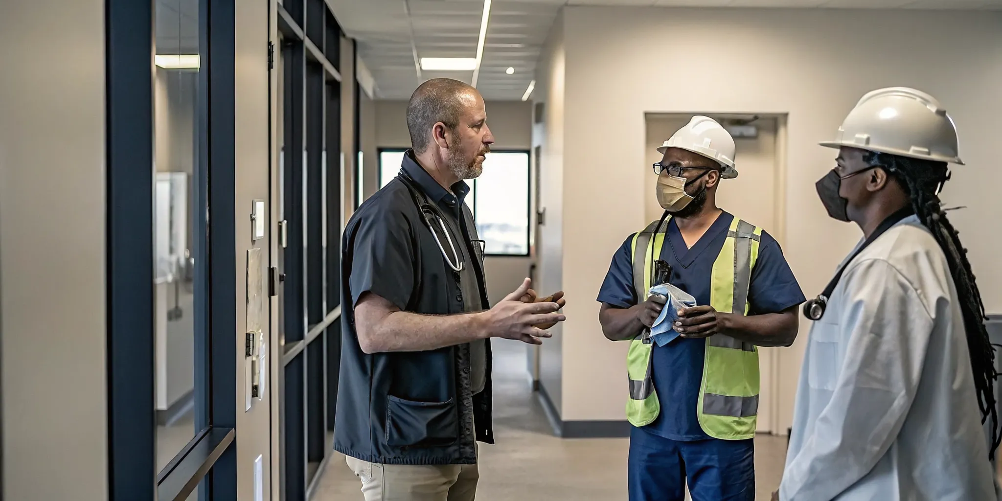 Clinician discussing respirator medical clearance with a Tampa worker