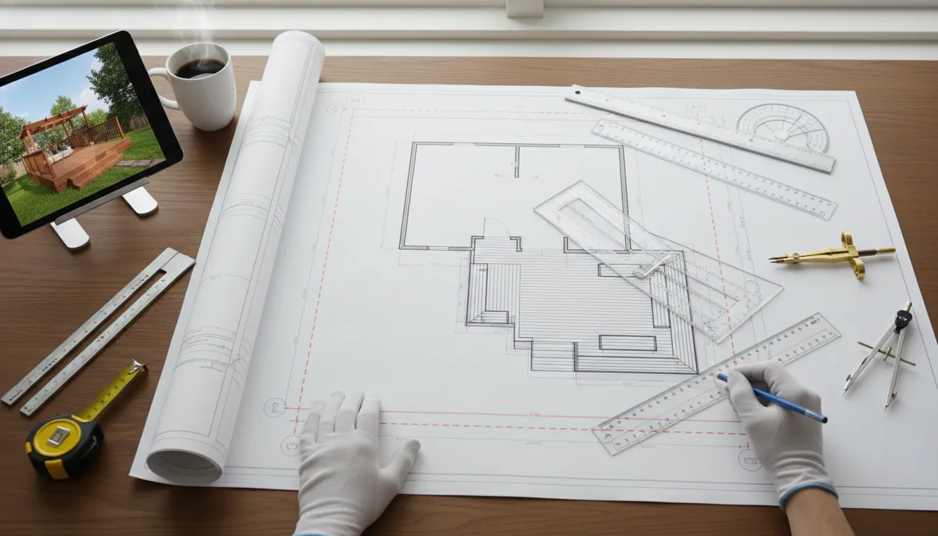 Deck permit site plan review showing property features and setbacks