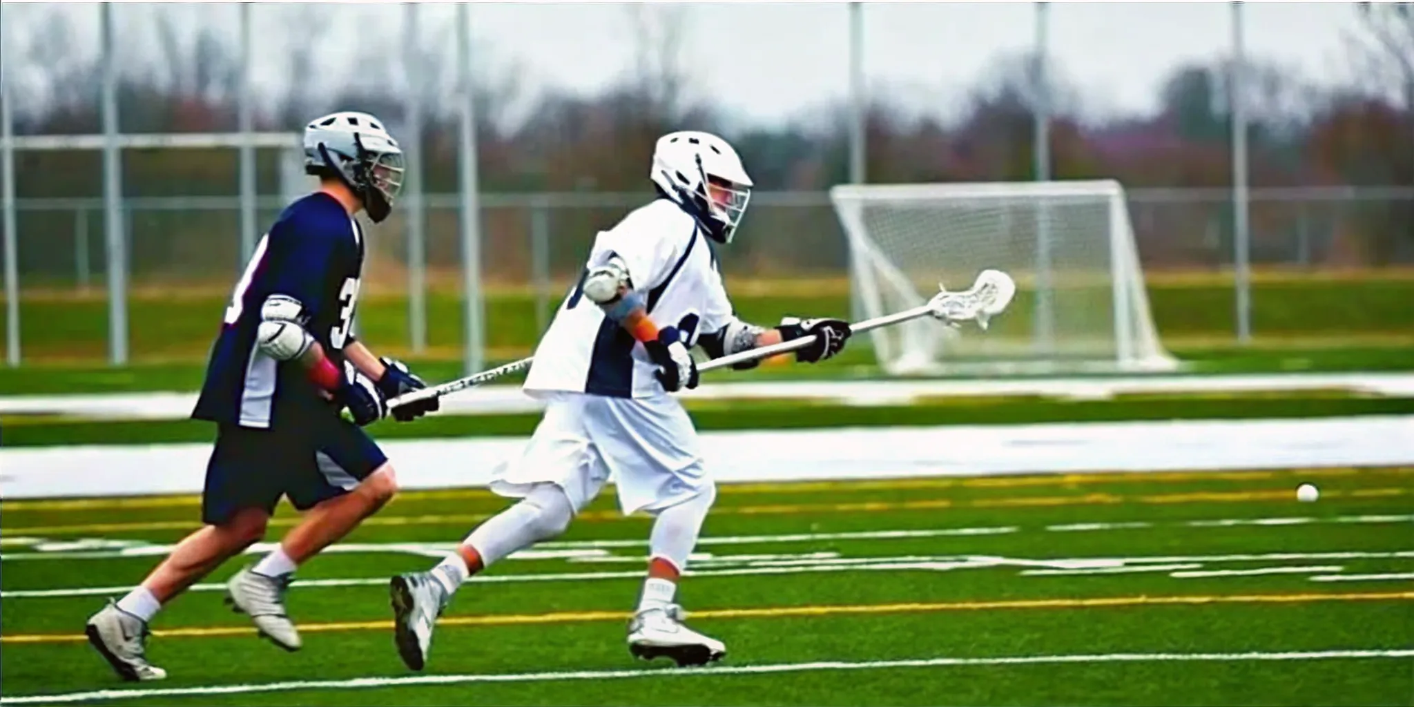 Field lacrosse players practicing in reversible custom lacrosse pinnies