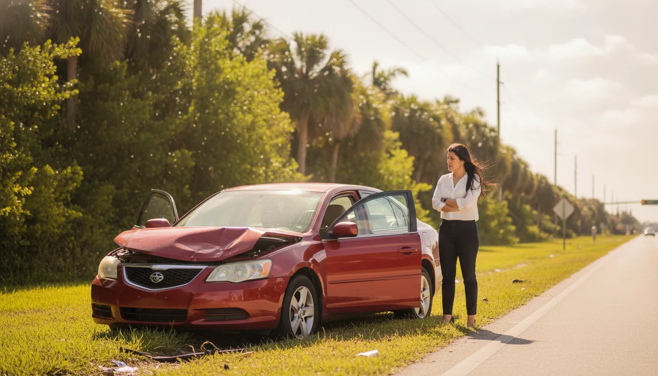Florida car accident scene after a collision
