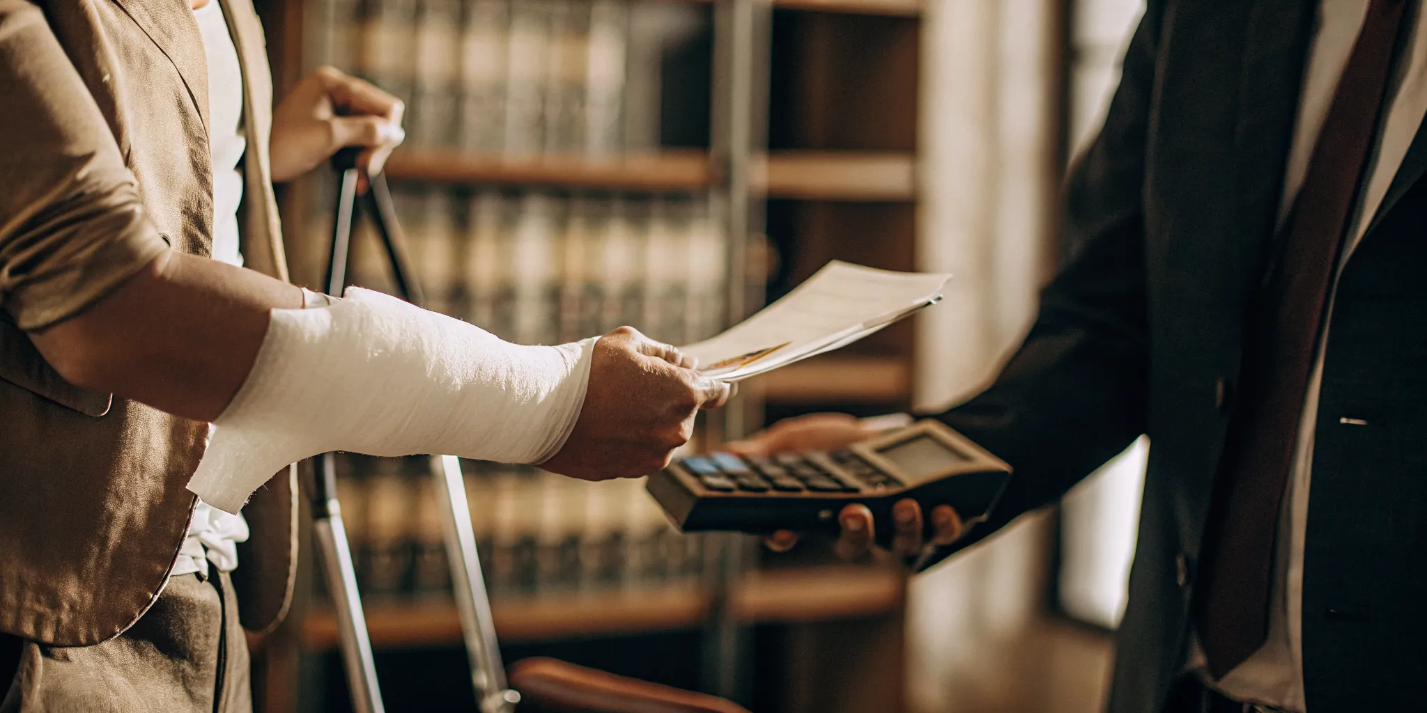 Settlement check and calculator showing how medical lien reduction increases net payout to the client