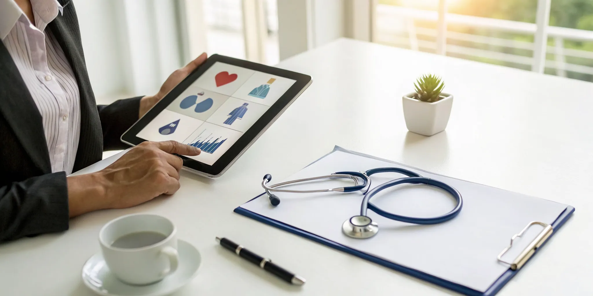 Comparing Alliant Health Plans on a tablet to find the best health insurance option.