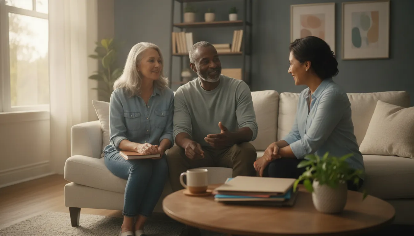Senior couple reviewing Medicare information with a benefits advisor