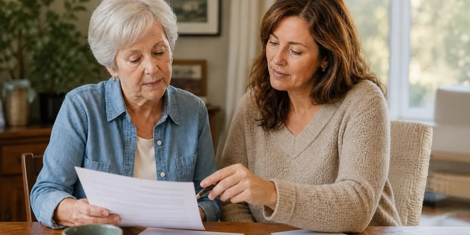 Older adults reviewing Medicare plan information together at home