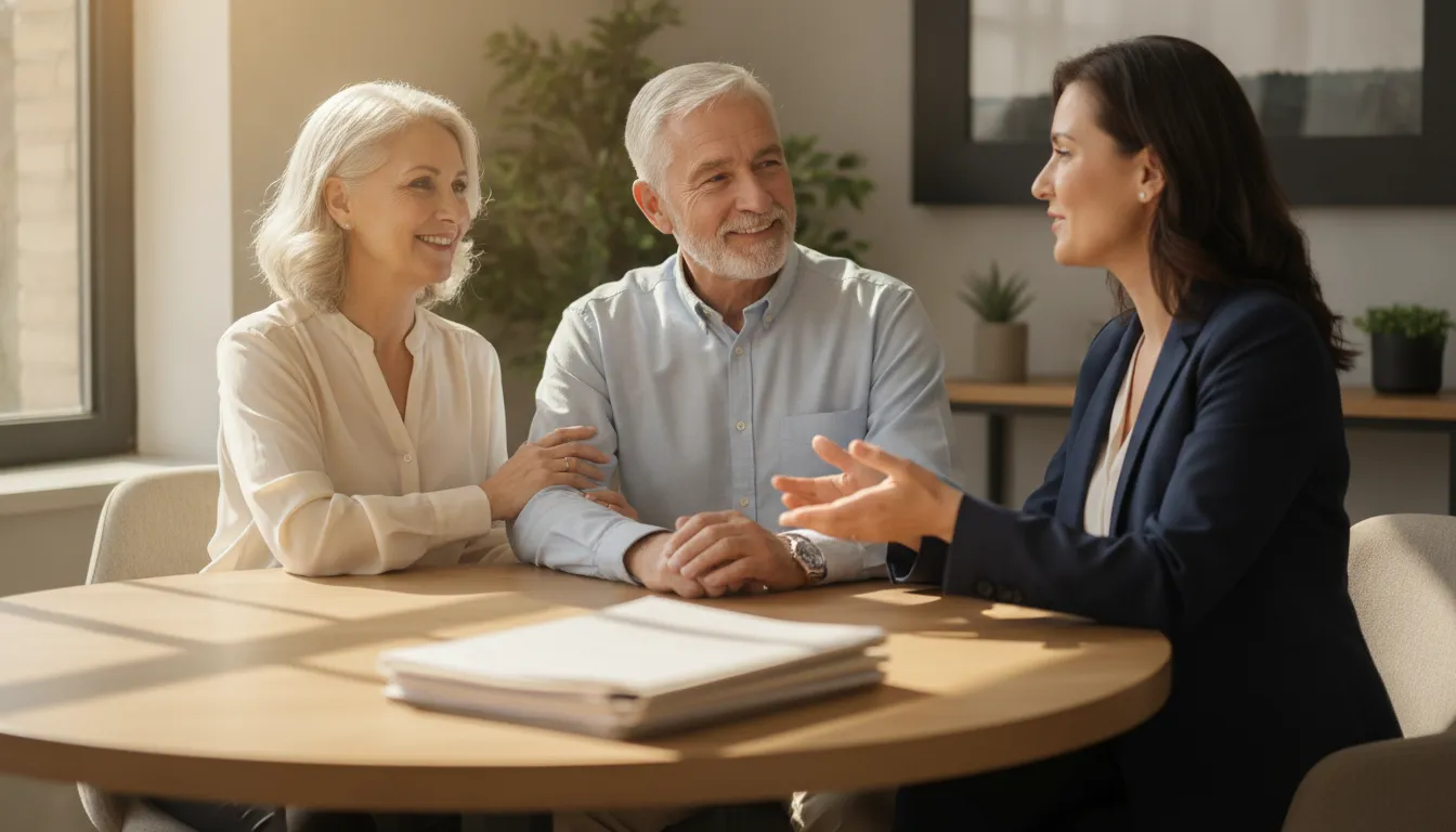 Older couple speaking with an independent Medicare advisor