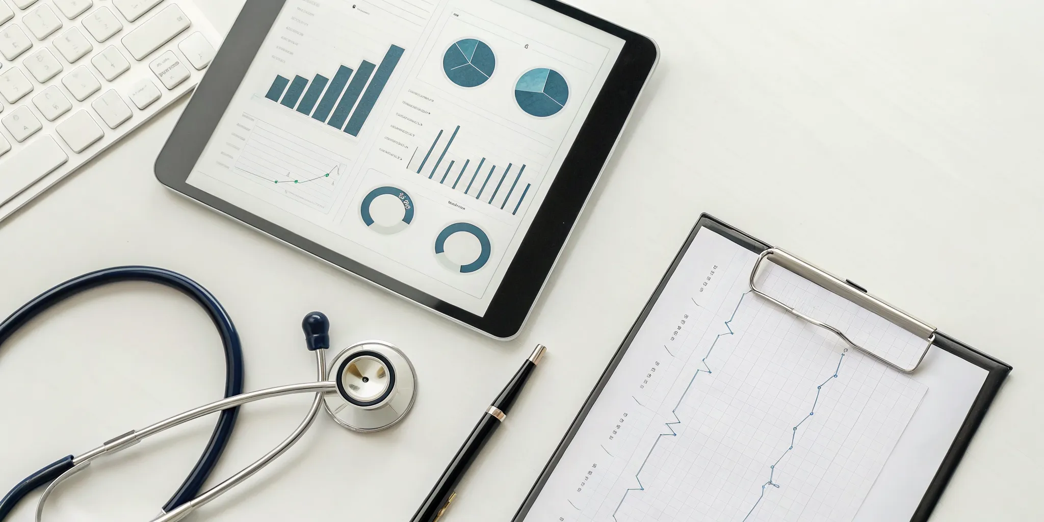 Reviewing Providence Health Plan options on a tablet with a stethoscope nearby.