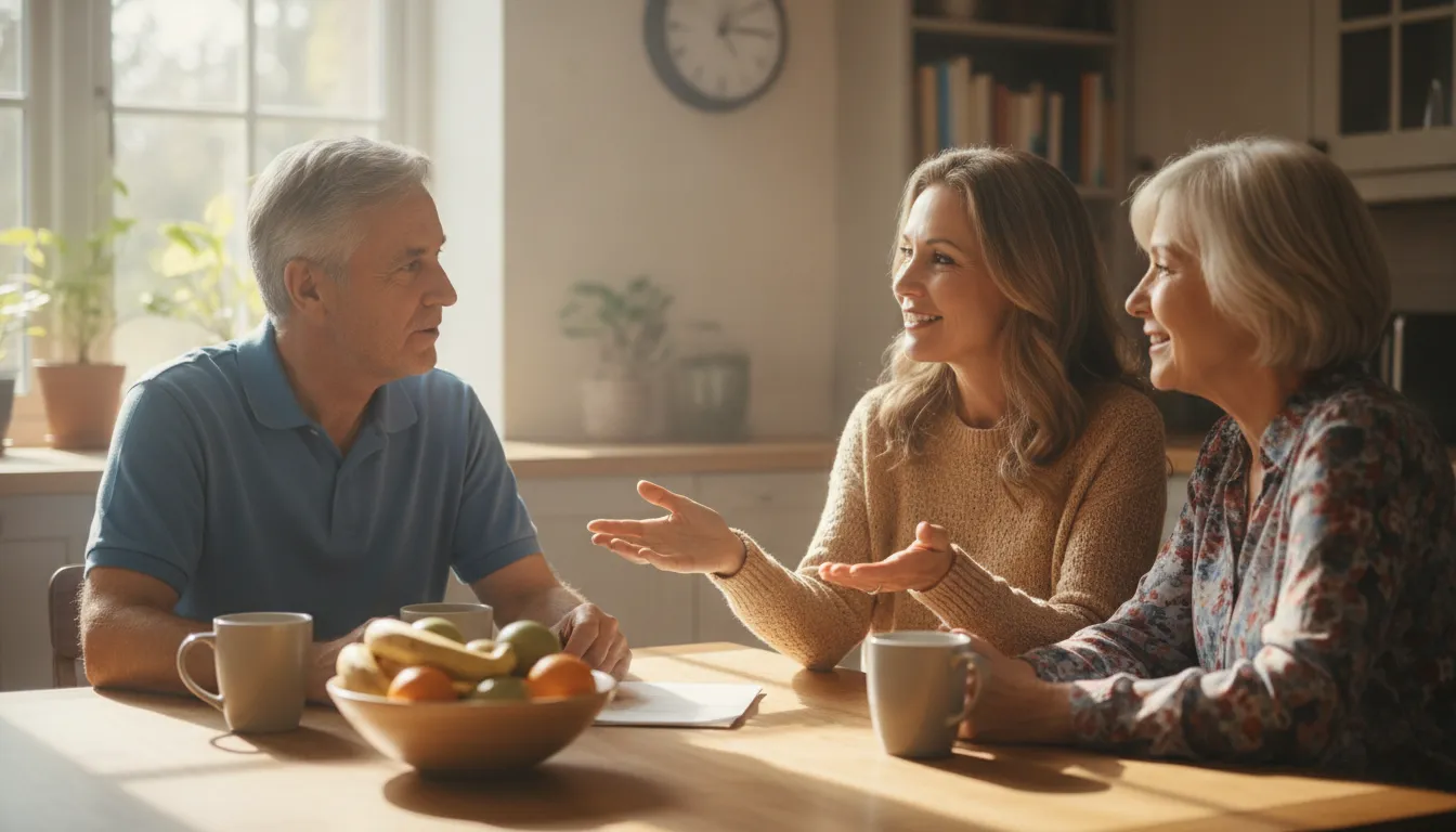 Medicare insurance broker explaining plan choices to an older couple