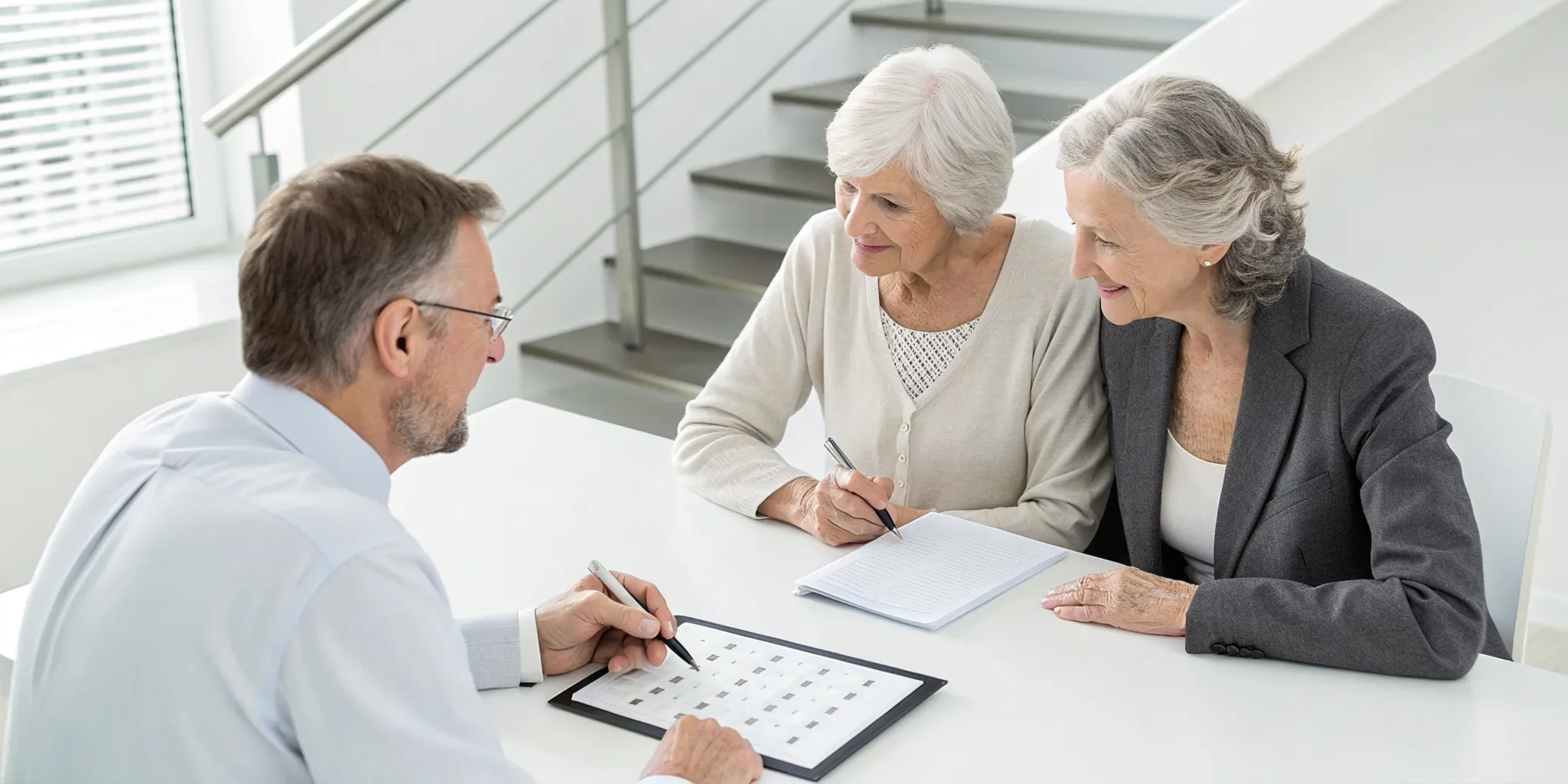 An advisor explains when Medicare open enrollment is to a senior couple.