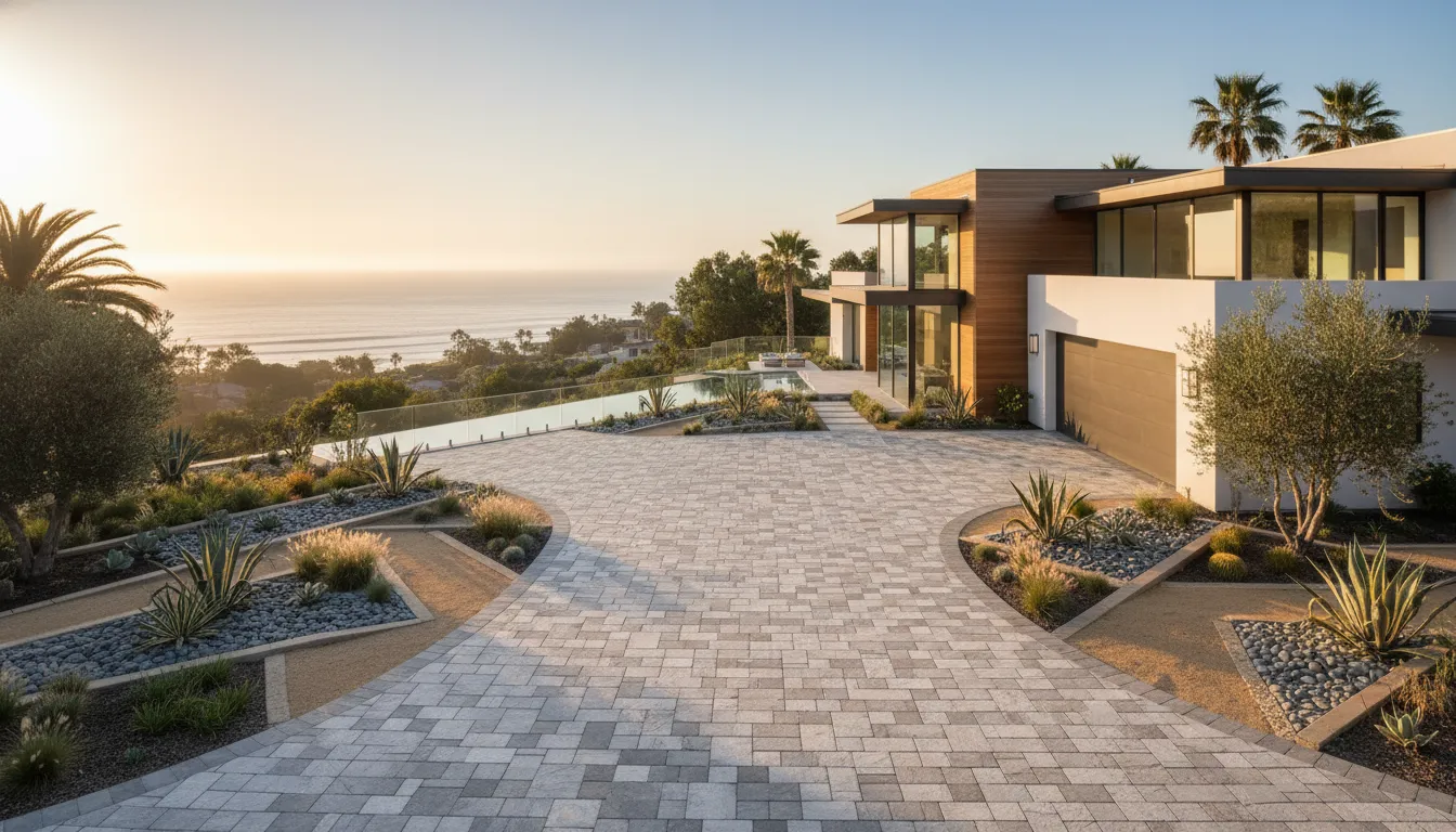 Finished Orange County paver driveway cost design with premium interlocking pavers