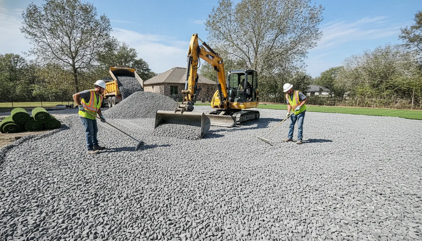 Subbase preparation for artificial turf with compacted crushed stone base