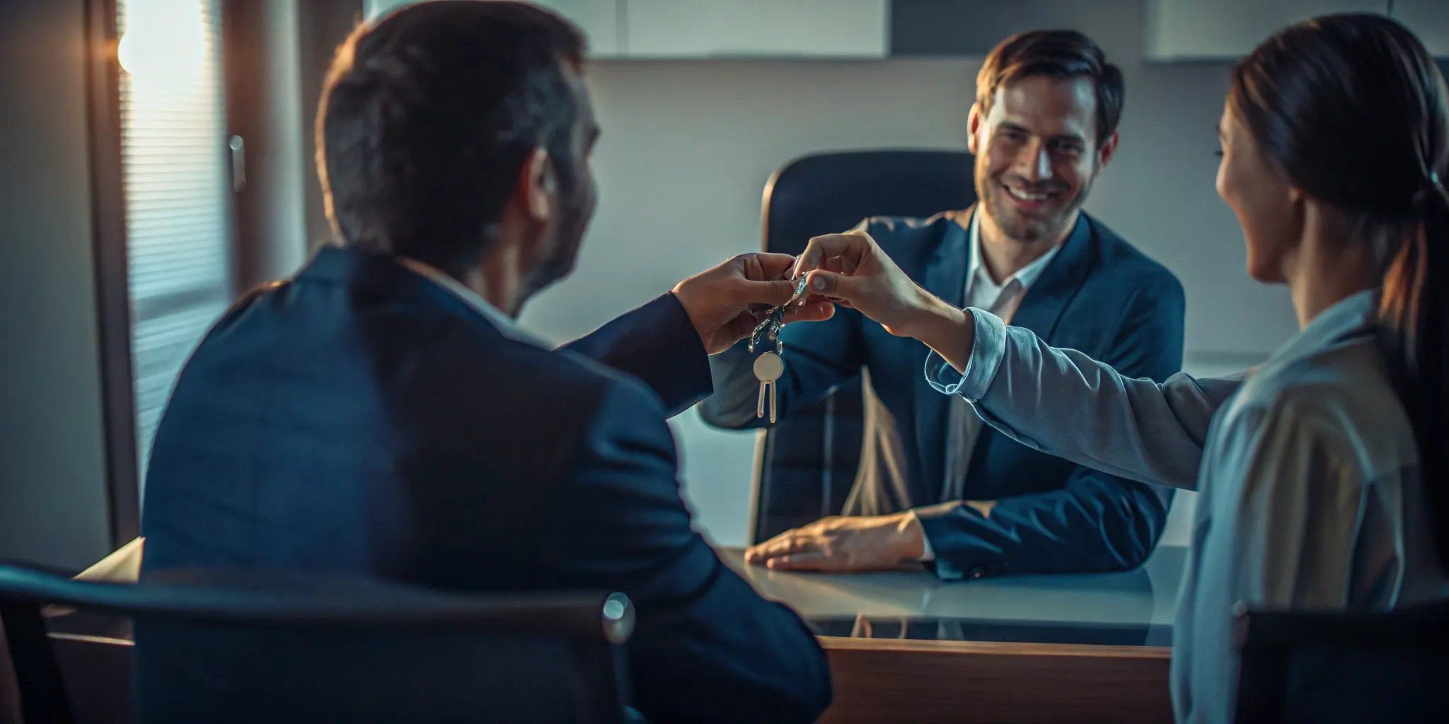 Family member receiving keys after bond collateral is returned