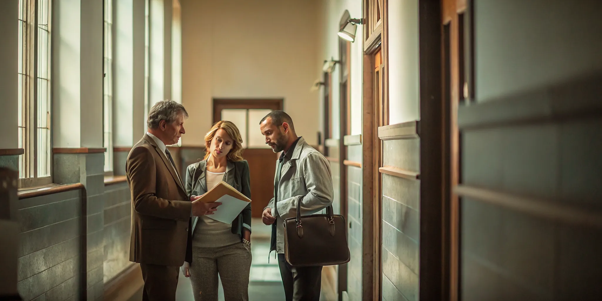 Family discussing a California bail schedule near a courthouse