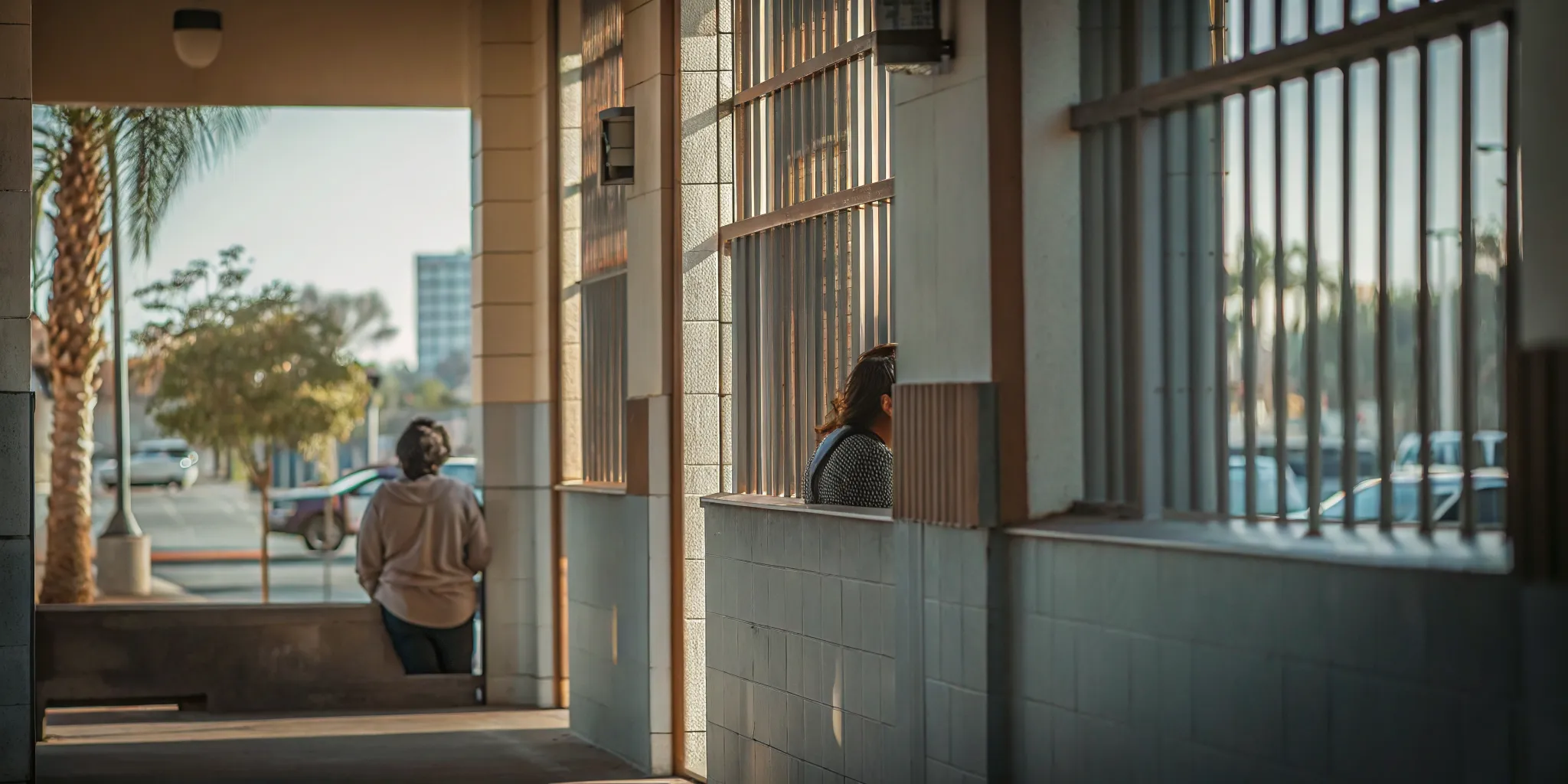 Family receiving guidance near San Diego County justice buildings