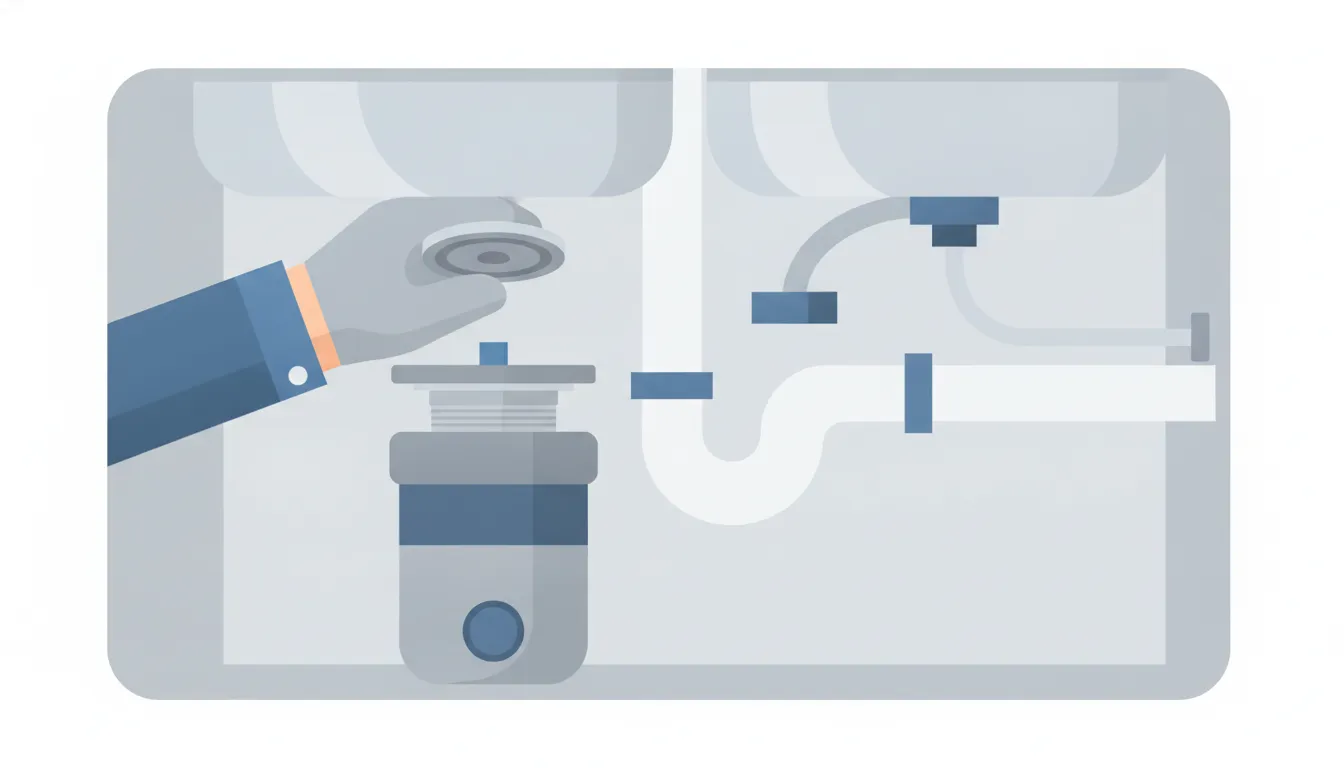 Garbage disposal flange and mounting ring beneath a kitchen sink