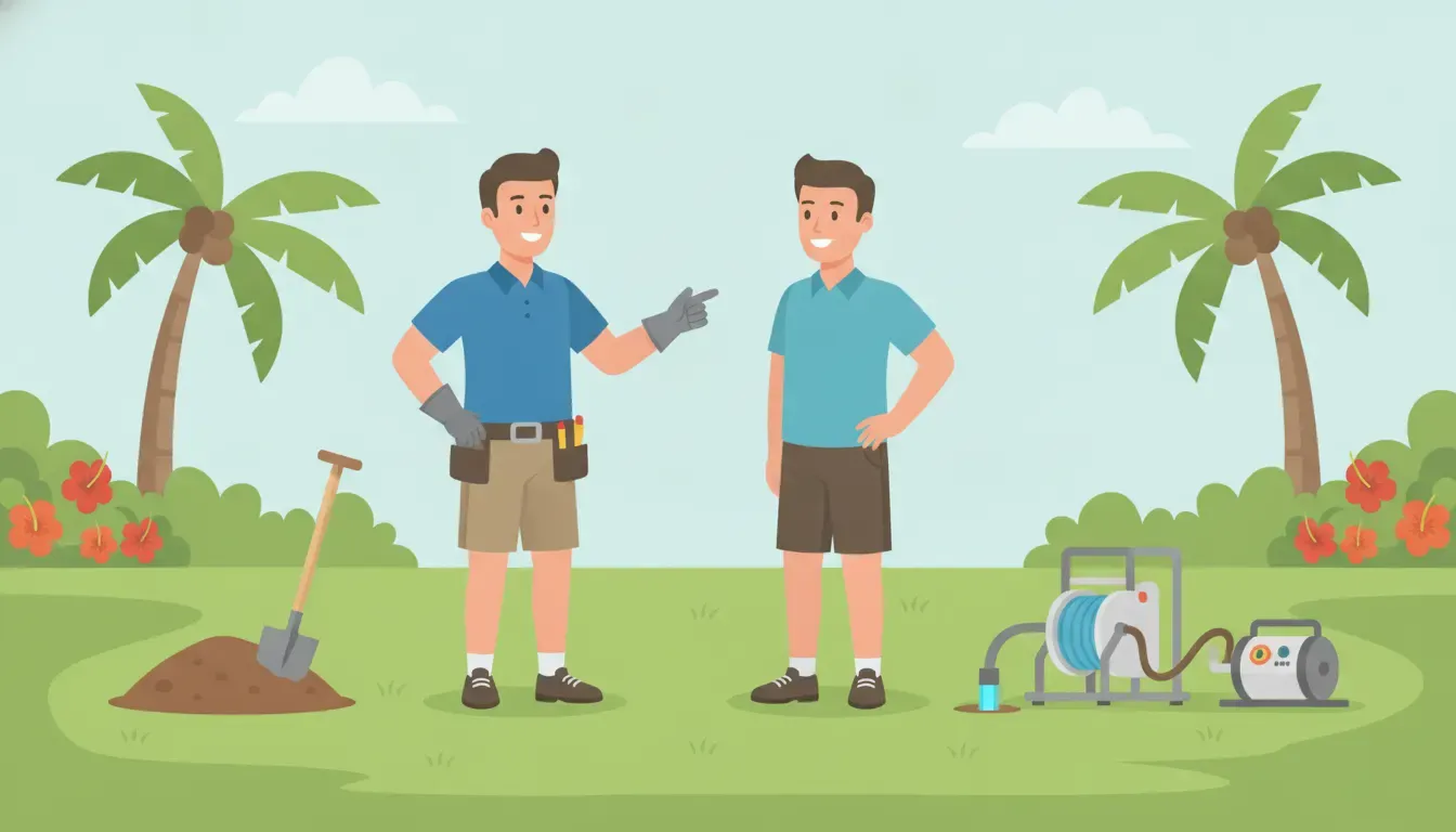 Plumber explaining sewer repair options to a homeowner in South Florida