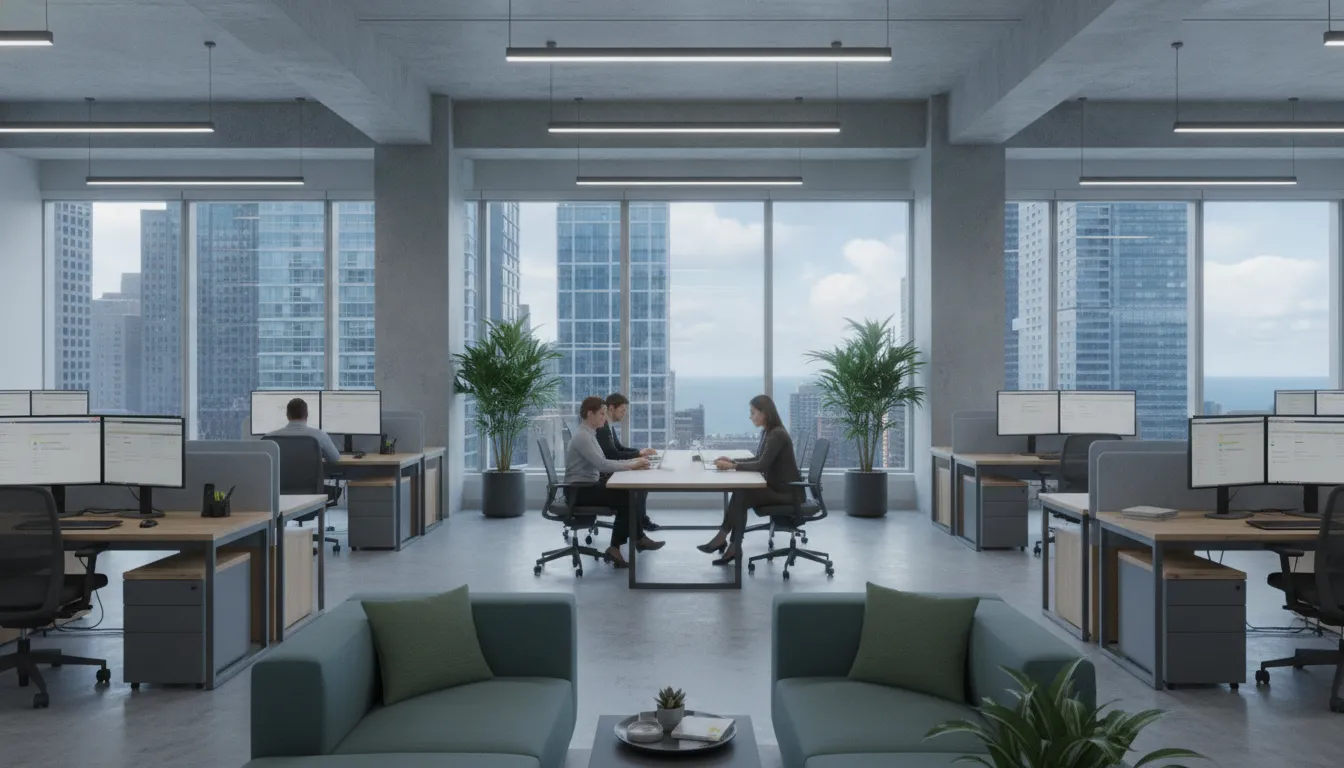 Commercial office with professionally installed film on north-facing windows