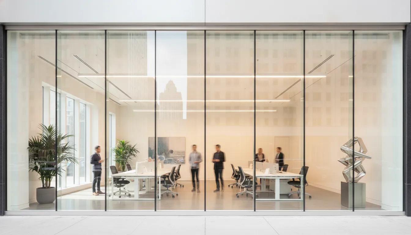 Commercial storefront glass with clear window film in Chicago