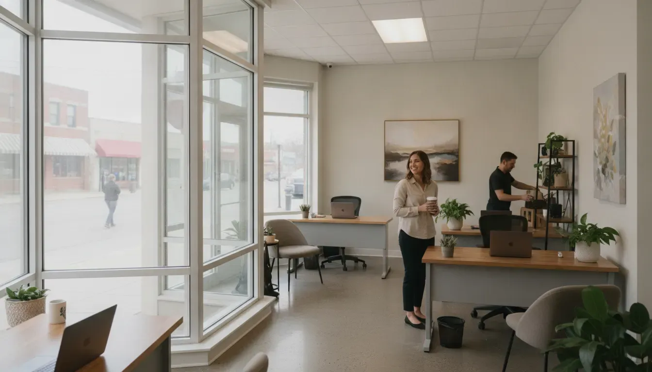 Racine WI business office with professionally installed commercial window film