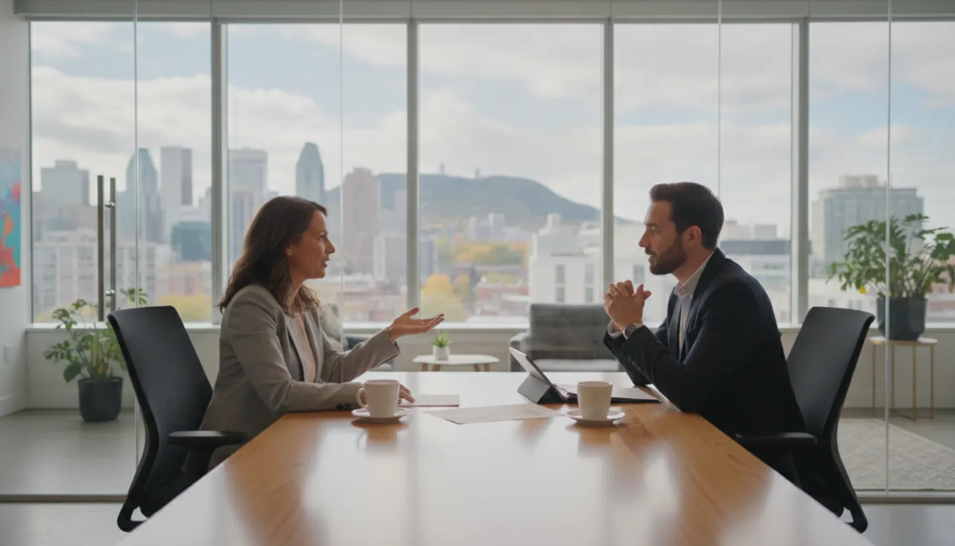 Property owner interviewing rental property manager for Montreal investment portfolio