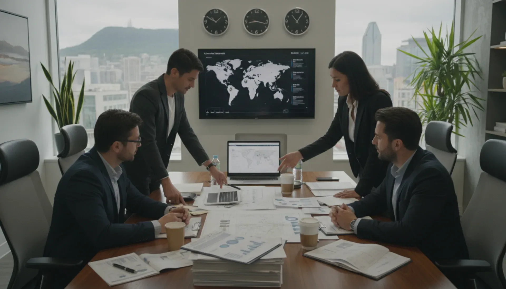 Property management team in Montreal office working on international client accounts