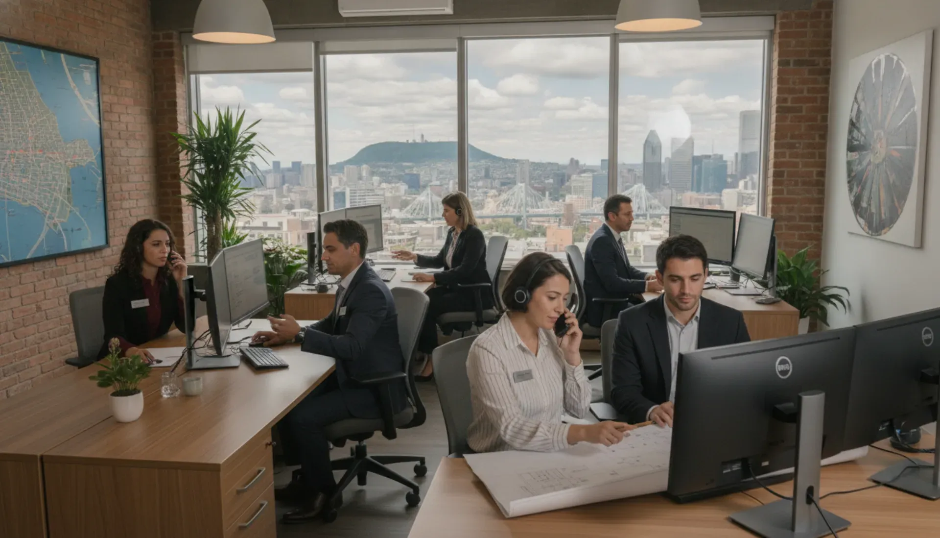Bilingual customer service team at Montreal property management company helping owners