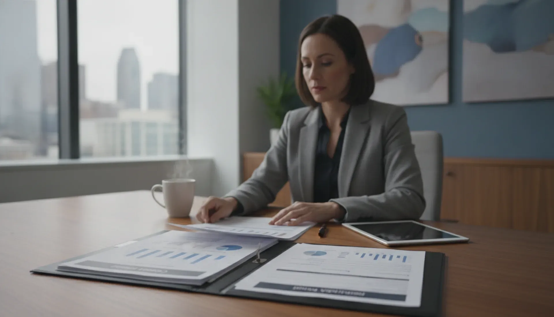 Rental application documents being reviewed by property manager in Montreal office
