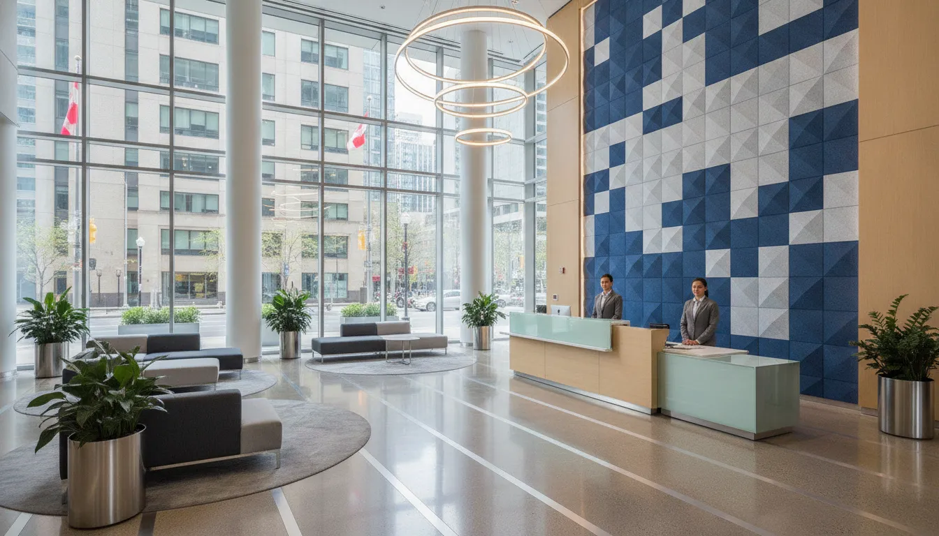Professional commercial office building interior showcasing well-maintained commercial property space suitable for leasing in Montreal