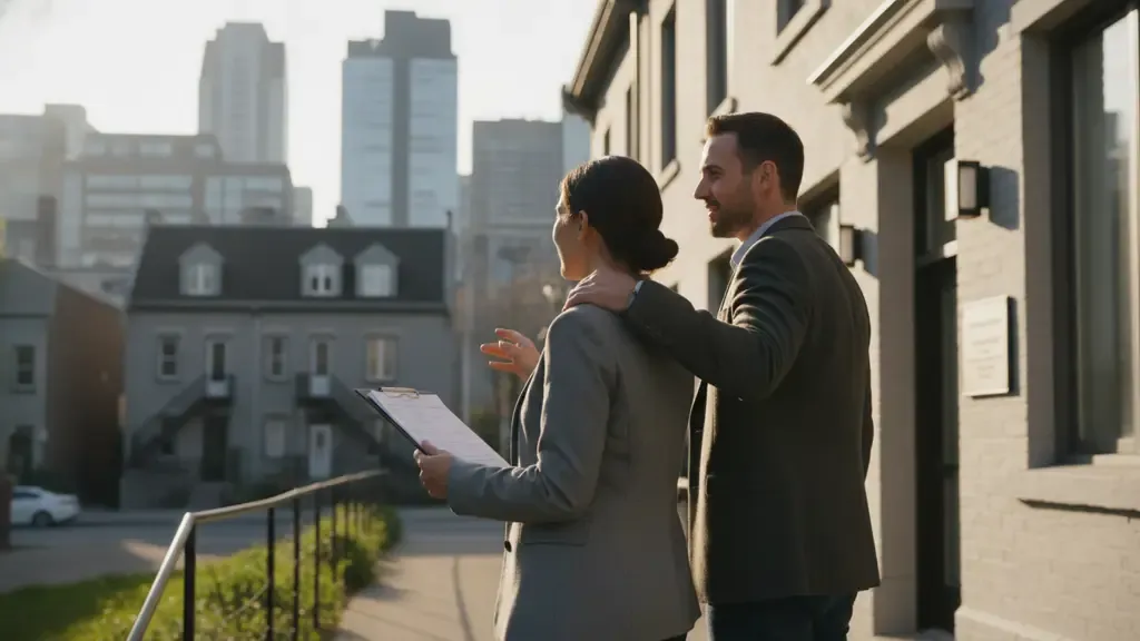 Property manager and owner reviewing a Montreal building response plan