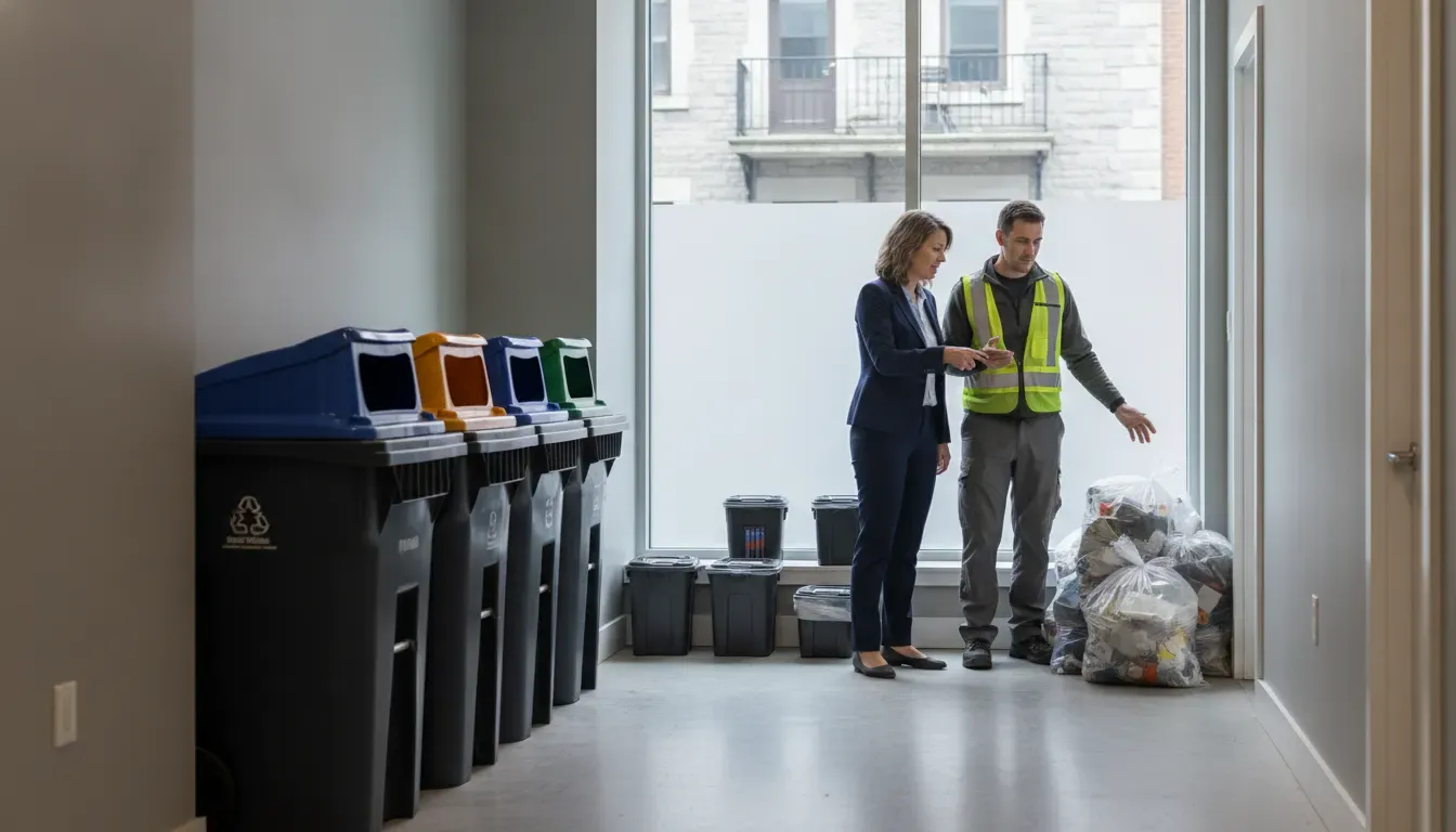 Property manager coordinating waste-sorting operations in a Montreal building