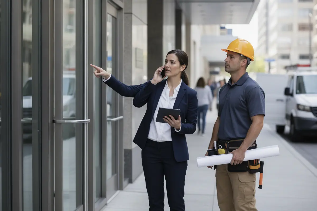 Property manager coordinating contractor access at a Montreal property