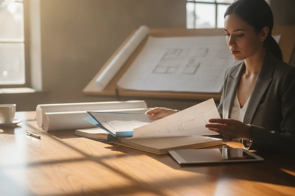 Property manager reviewing maintenance expense documentation