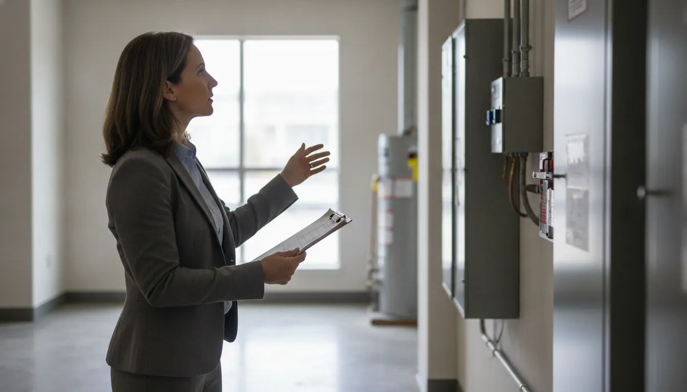 Property manager inspecting building systems for a Montreal rental property investment