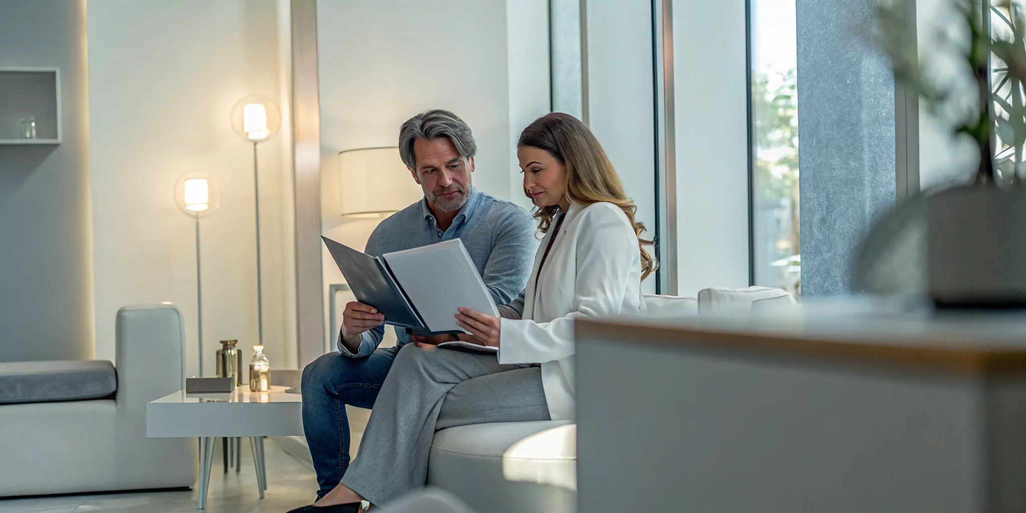 Med spa owner and consultant reviewing customer acquisition performance
