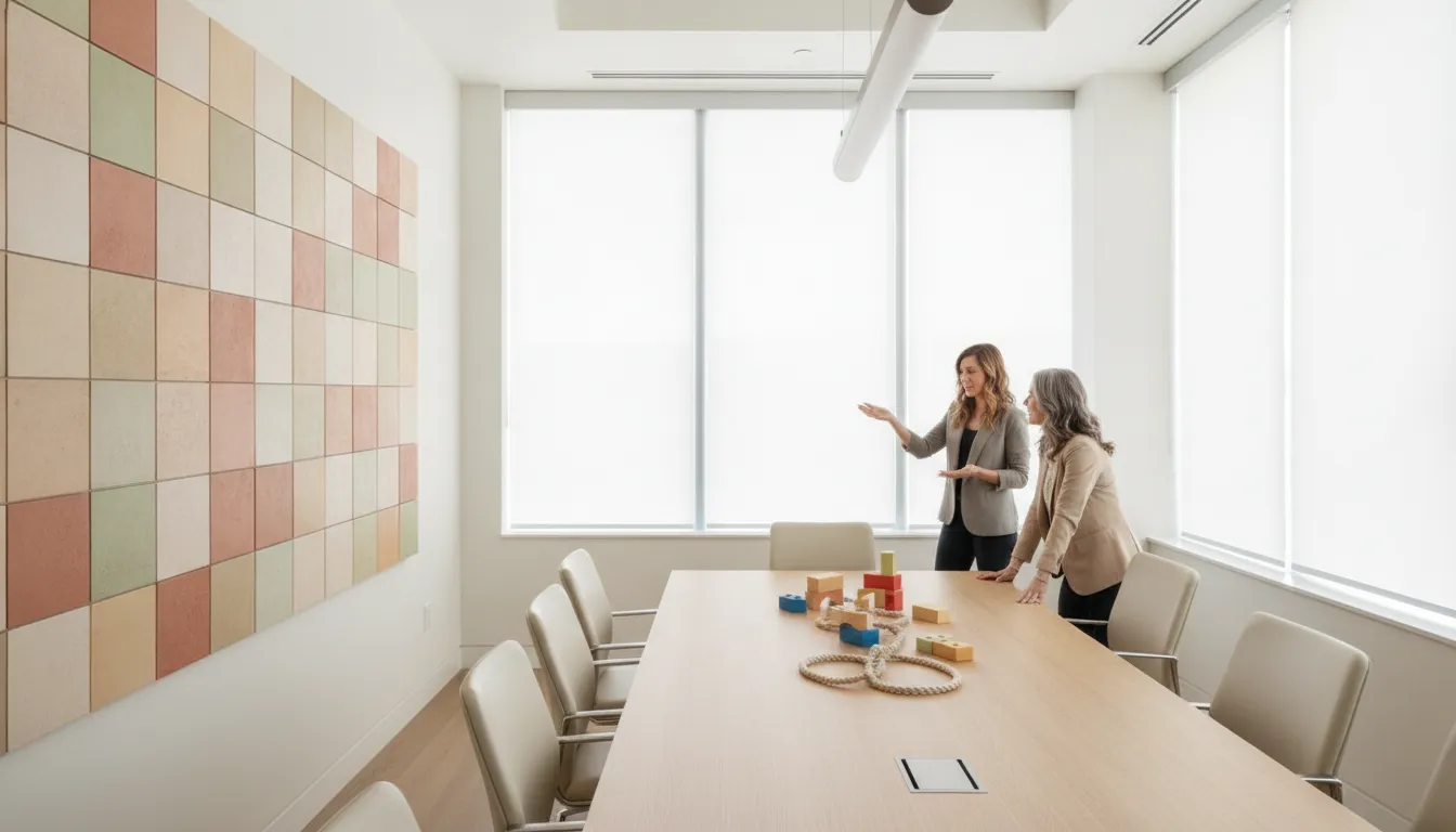 Medical spa owner reviewing an operating system with a team leader