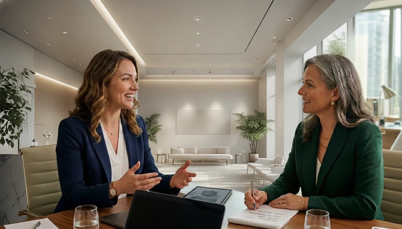 Practice owner and advisor discussing leadership priorities