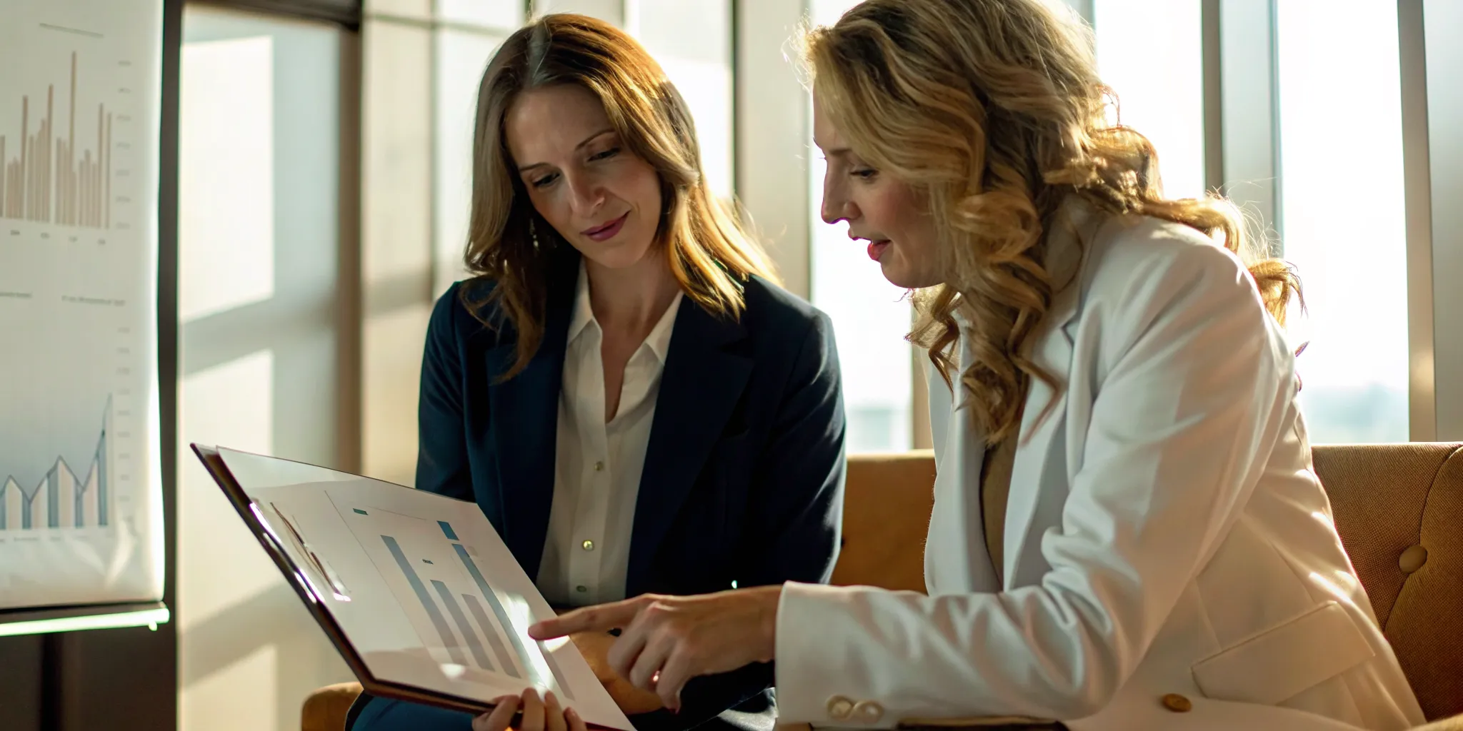 Med spa owner and marketing manager reviewing campaign performance