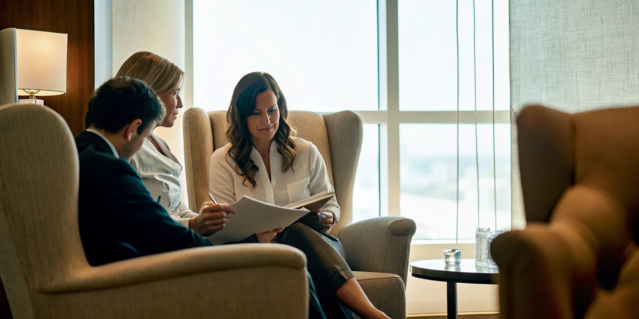 Med spa owner and consultant reviewing a membership growth strategy