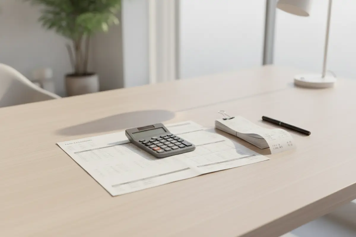 Med spa manager organizing source records for a monthly bookkeeping close