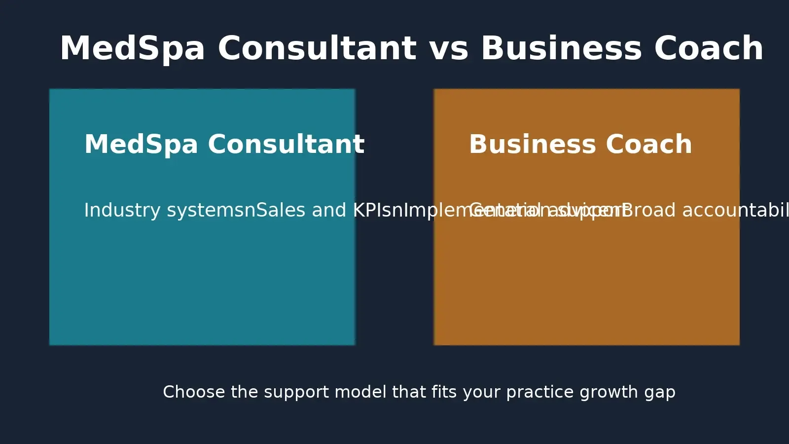 Medspa consultant vs business coach comparison for aesthetic practice owners