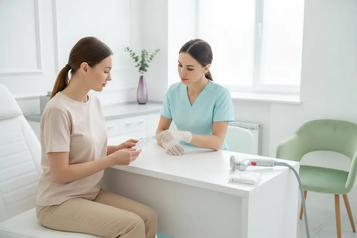 A client preparing questions about laser hair removal before an appointment