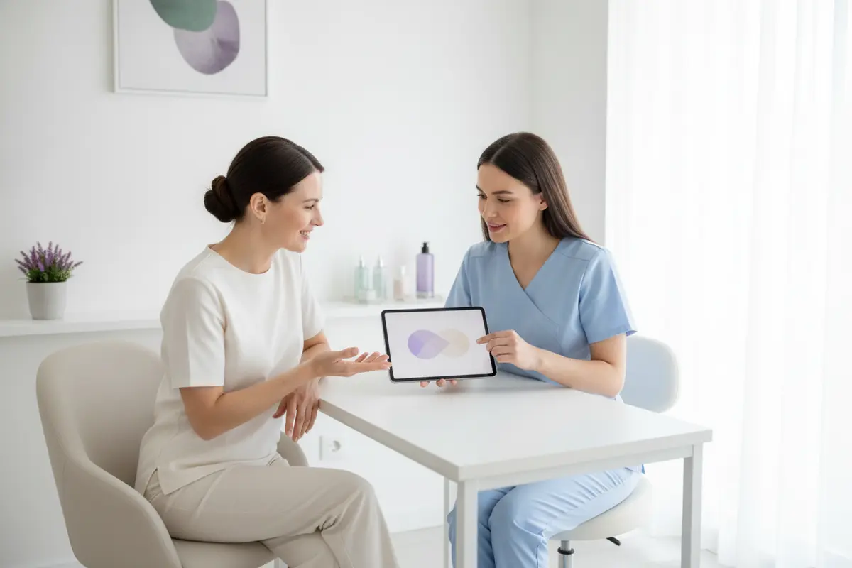 Client and provider reviewing a personalized Laser Hair Removal plan