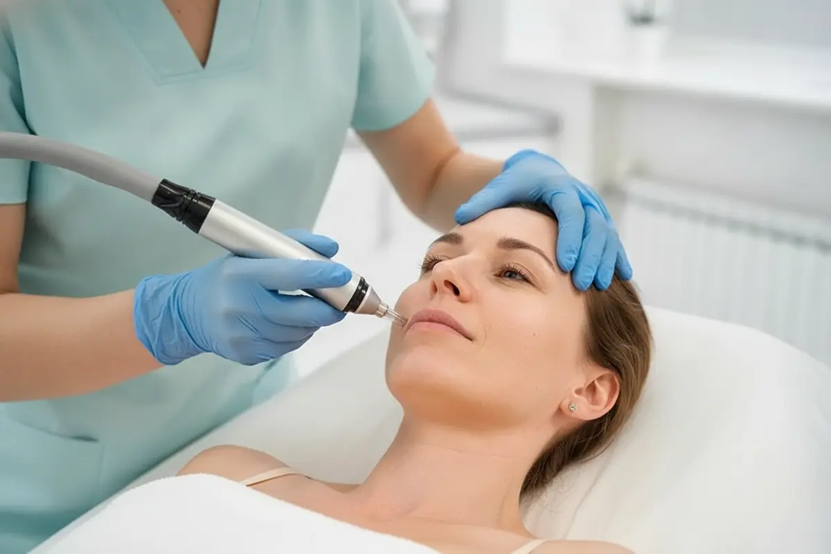 Client receiving professional SkinPen Microneedling treatment